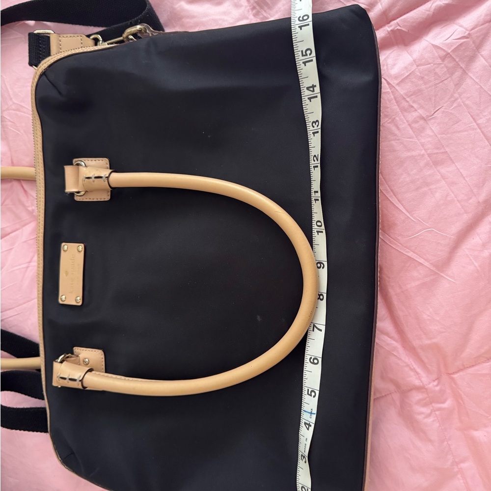 Kate Spade Black and Tan Laptop Bag with Tan Leather Straps